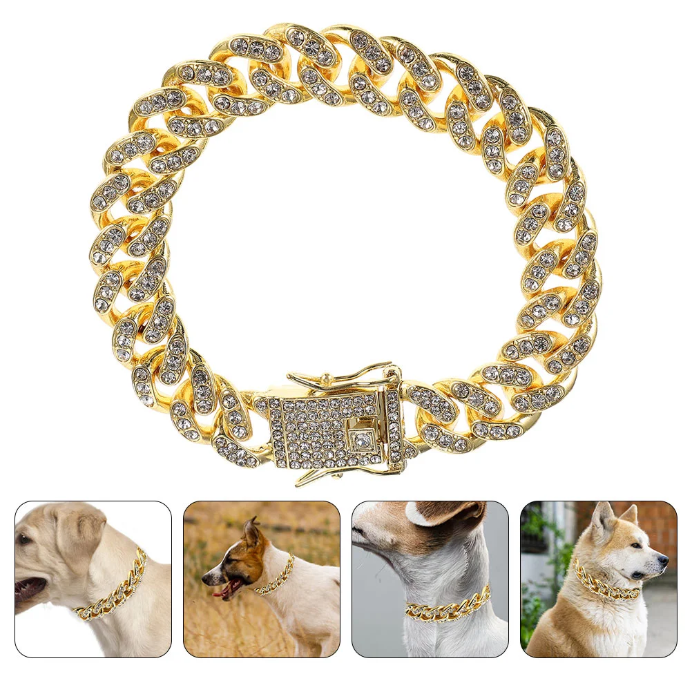 Dog Chain Collar Wide Dog Necklace Metal Cat Chain Pet Neck Jewelry Pet Cat Supplies chain collar for medium dogs