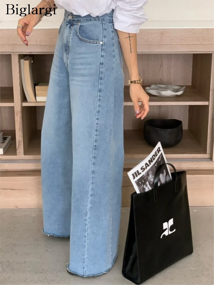 

Jeans Autumn Long Wide Leg Pant Women Casual Loose Korean Style Pleated Ladies Trousers High Waist Fashion Woman Straight Pants