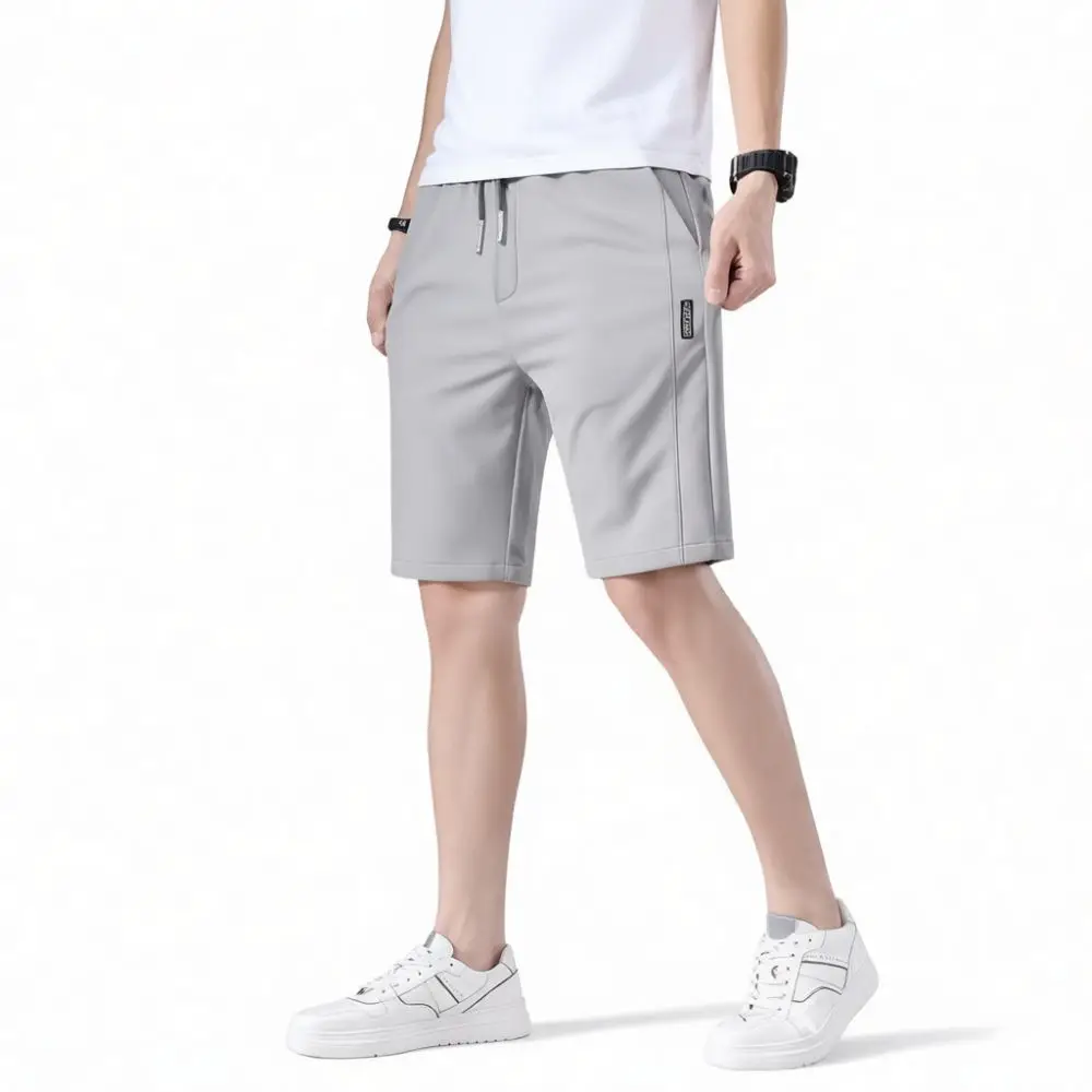 Mens Casual Ice Silk Shorts Summer Beachwear Breathable Thin Pants Loose Fit Straight Cut Lightweight Comfortable Sportswear