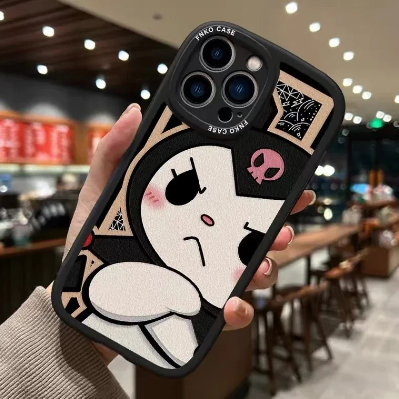 Kawaii Kuromi Y2k Kawaii silikonowe miękkie etui na telefon IPhone 14 13 12 11 Pro Max X XS MAX 7 8 Plus ochronne pokrowce odporne na wstrząsy