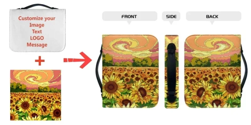 

Кожаные женские сумки-чехлы для Библии с принтом красивых подсолнухов и колибри, с надписью «Его милость течет как волна», для женщин, для чтения Библии и поэзии