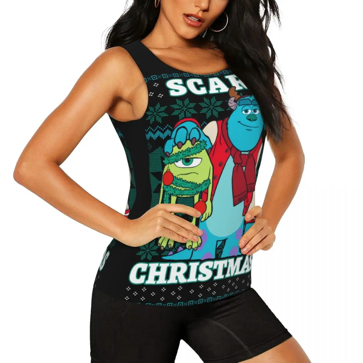 Custom Monsters University Scary Christmas Yoga Shirt for Women Athletic Workout Running Tank Tops