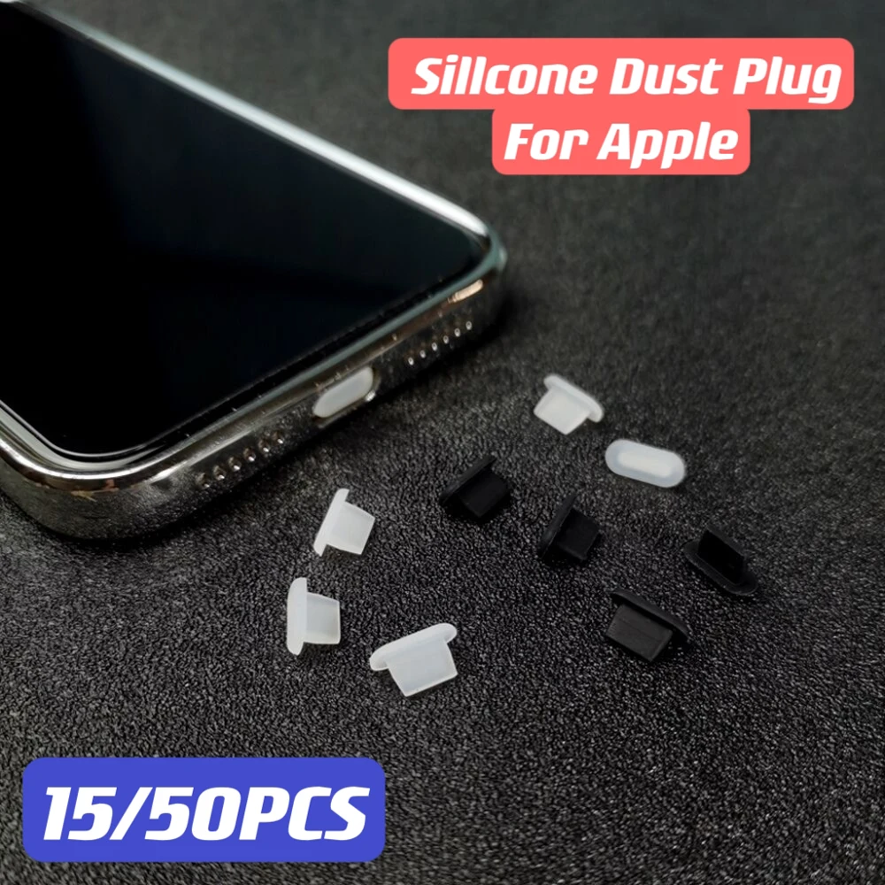 15/50PCS Silicone Dust Plug for Iphone 6 7 8 X XS MAX 11 12 13 14 Pro Lightning Charging Port Cover Soft Rubber Dustproof Plugs