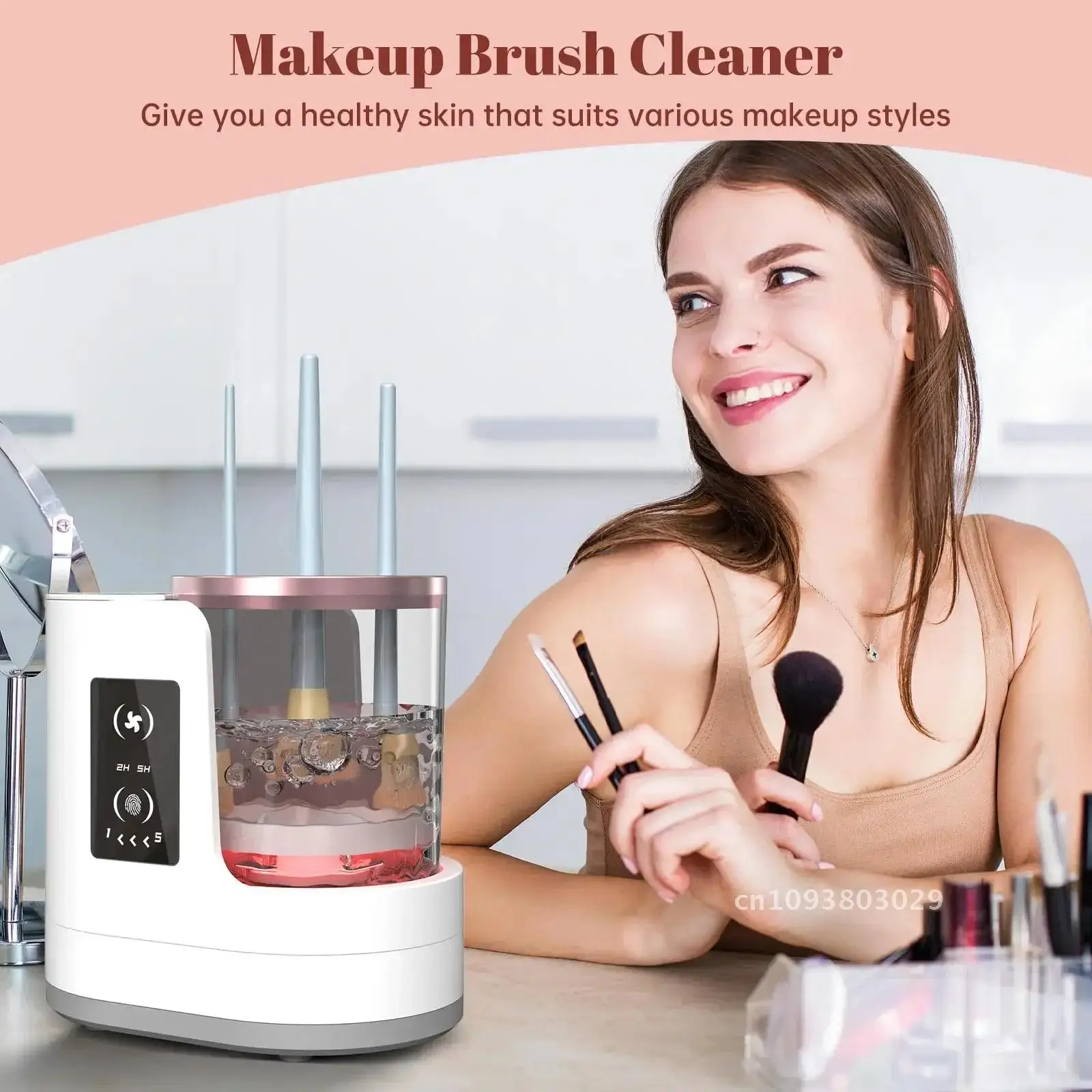 

Electric Makeup Brush Cleaner Machine With Makeup Brush Tool Cleaner Cosmetic Washer Dry Brushes Quick Dryer-Holder-Portable USB