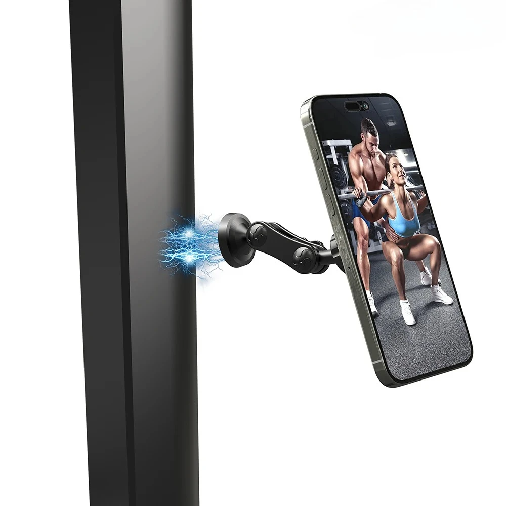 Magnetic Phone Holder Mount with 360° Adjustable Dual Ballhead Magic Arm, Magnet Base for Any Ferrous Metal Surface
