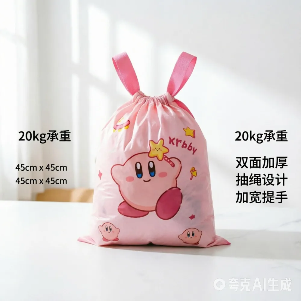 50 Bolsas de Basura con Cordón de Kirby, Bolsas de Basura Grandes y Gruesas, Bolsas de Plástico Desechables para Limpieza del Hogar, Sacos para Residuos Domésticos