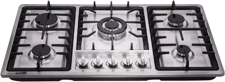 Cooktop Dual Fuel Sealed 5 Burners Stainless Steel  Cooktop Drop-In Hob DK258-A01 Gas Cooker