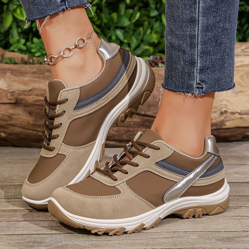 Plus Size 42 Platform Sneakers for Women Spring Non Slip Lace Up Casual Sneakers Woman Comfortable Thick Sole Sport Shoes