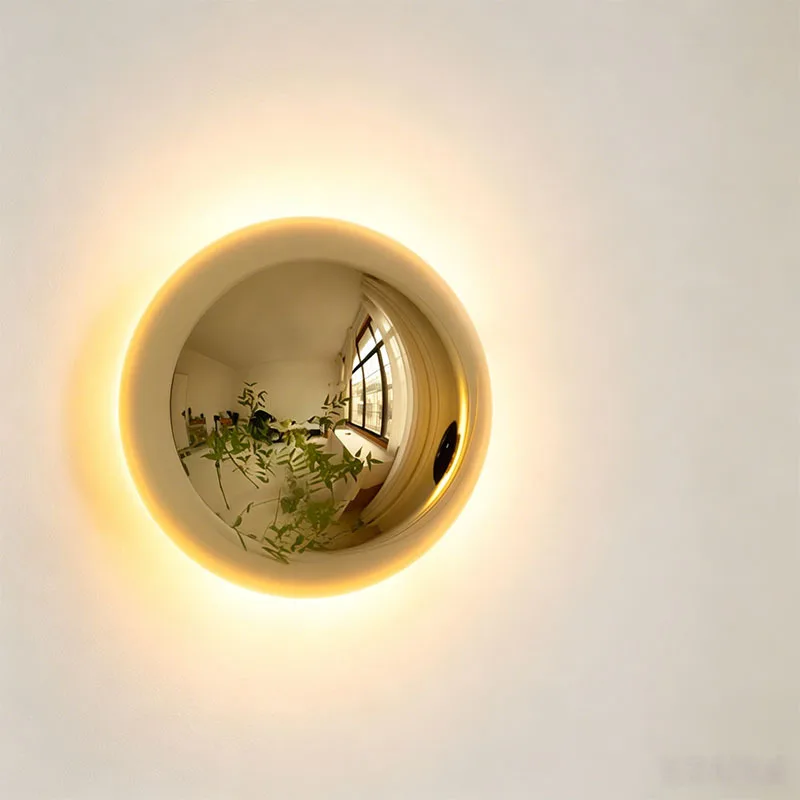 Bauhaus Led Wall Lamp Minimalist Electroplated Round Lampshade Retro Atmosphere Aisle Living Room Restaurant Background Lighting