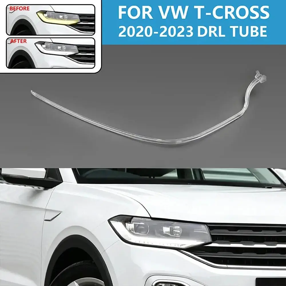 DRL For Volkswagen T-cross Tcross 2020-2023 Angel Eye LED Tube Light Guide Strip Daytime Running Light Headlight Car Accessories