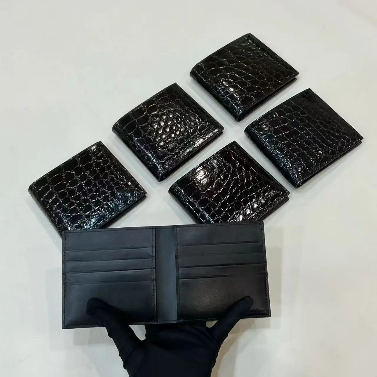 High Glossy Genuine Crocodile Skin Wallet Alligator Leather Short Size Card Cash License Holder Luxury Quality