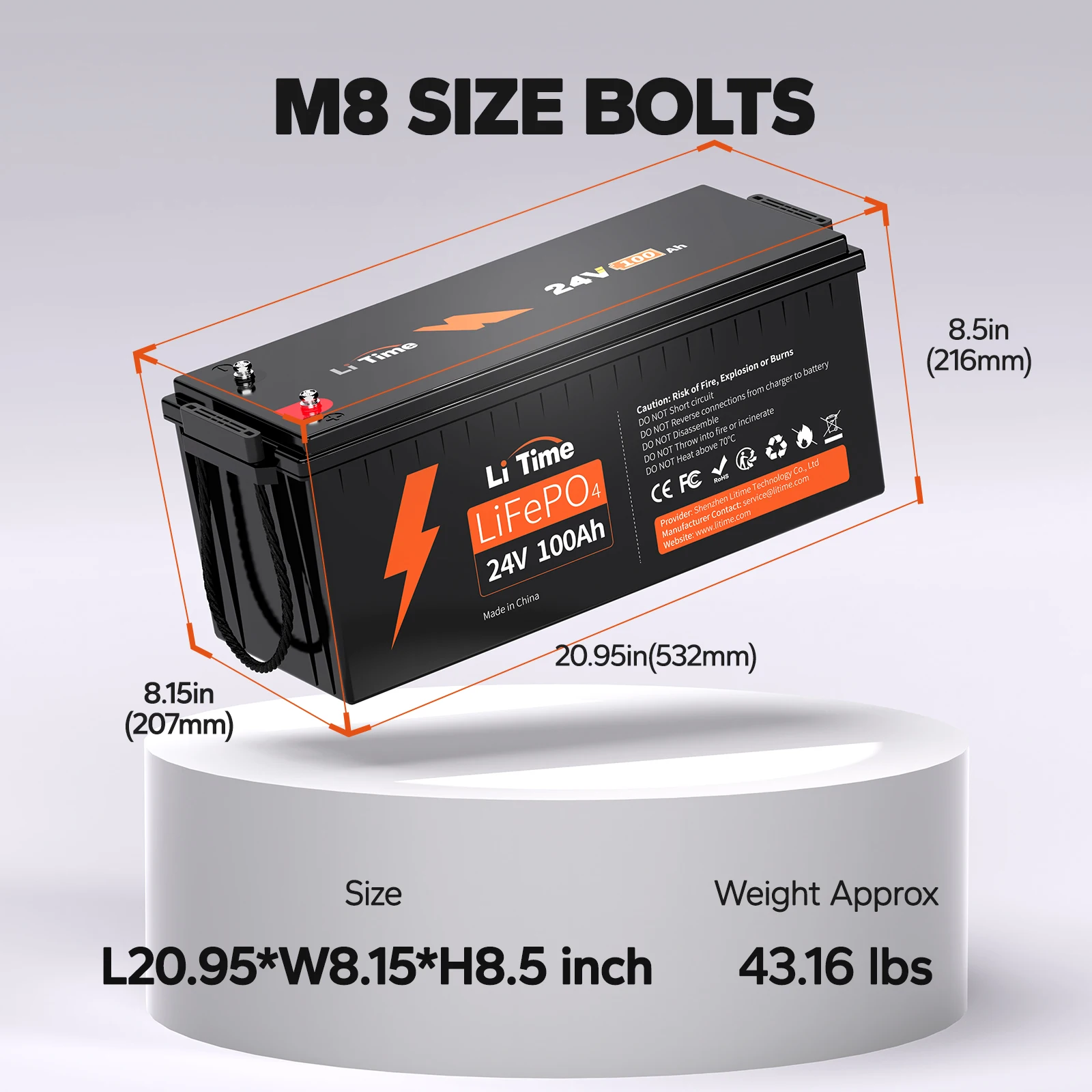 24V 100Ah Lithium Battery For Marine Trolling Motor RV Build-in BMS Protection US EU AU JP CA Stock