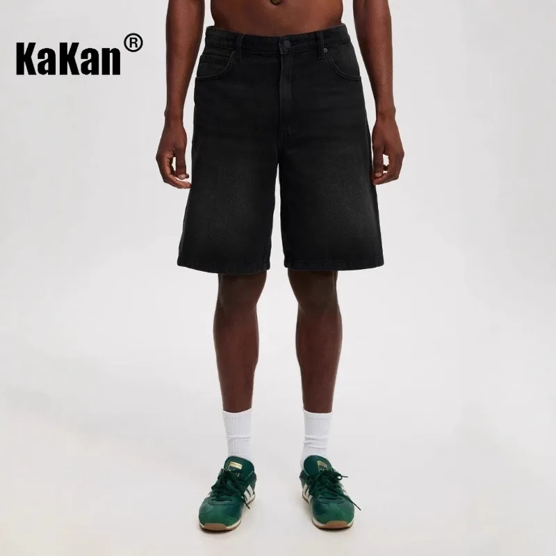 Kakan - กางเกงยีนส์ขาสั้นผู้ชายใหม่ Y2k เสื้อผ้าเดนิมกางเกงกลางกางเกงยีนส์ฤดูร้อนกางเกงฤดูร้อน
