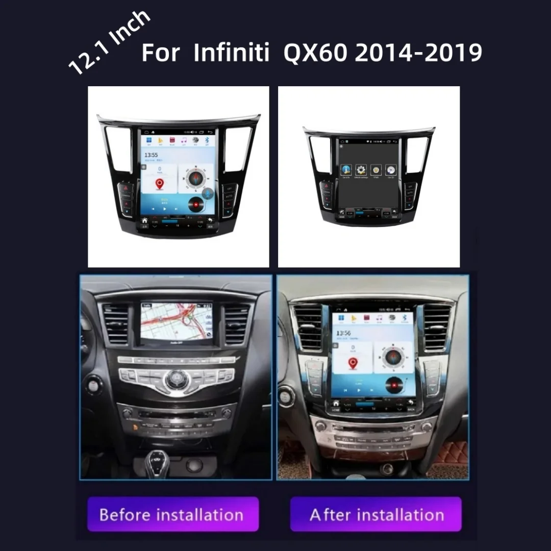 

12.1 Inch Android 13 For Infiniti QX60 JX35 2014-2019 Car multimedia player GPS Navigation head unit radio tape