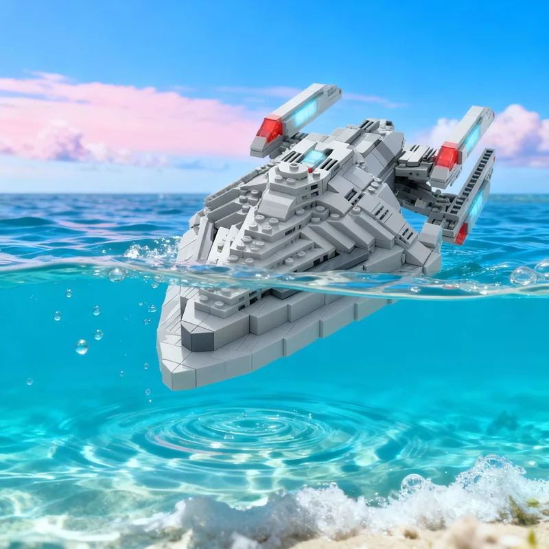 

801 деталь MOC: Конструктор «Звездолёт класса «Прометей»» по мотивам «Звёздного трека», модель космического корабля, развивающий конструктор, рождественский подарок, обучающий набор кубиков