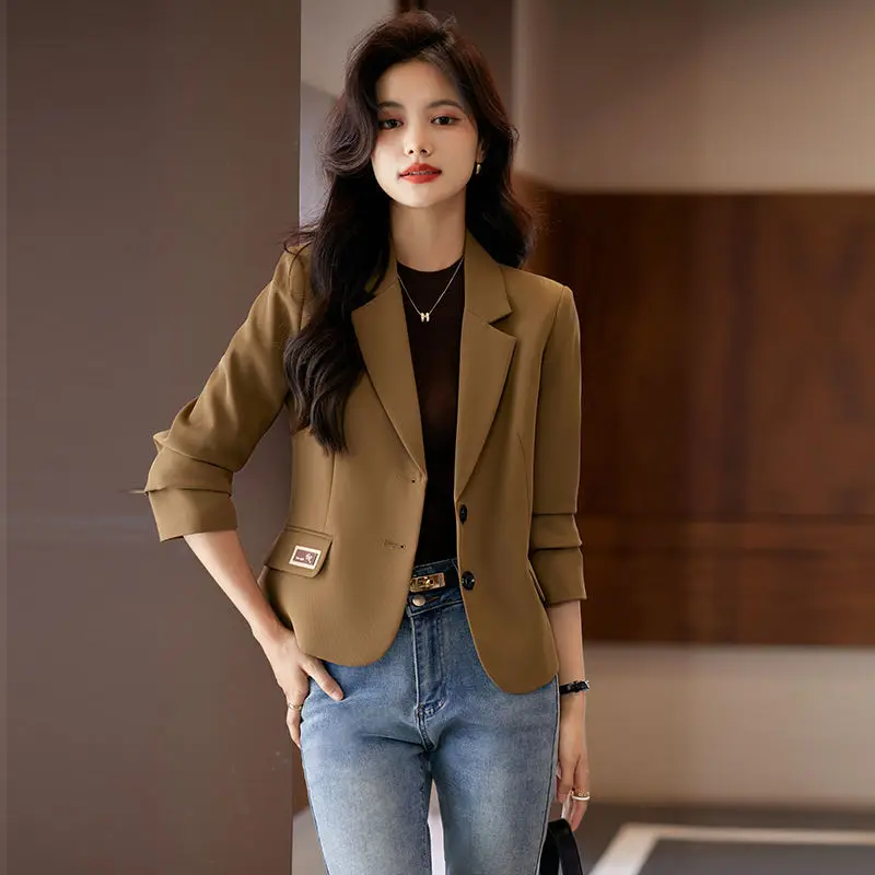 2023 Spring Autumn New Korean Version Women Coat Slim Fit Fashion Small Suit Casual Short Windproof Girls Coa Office Women Parka