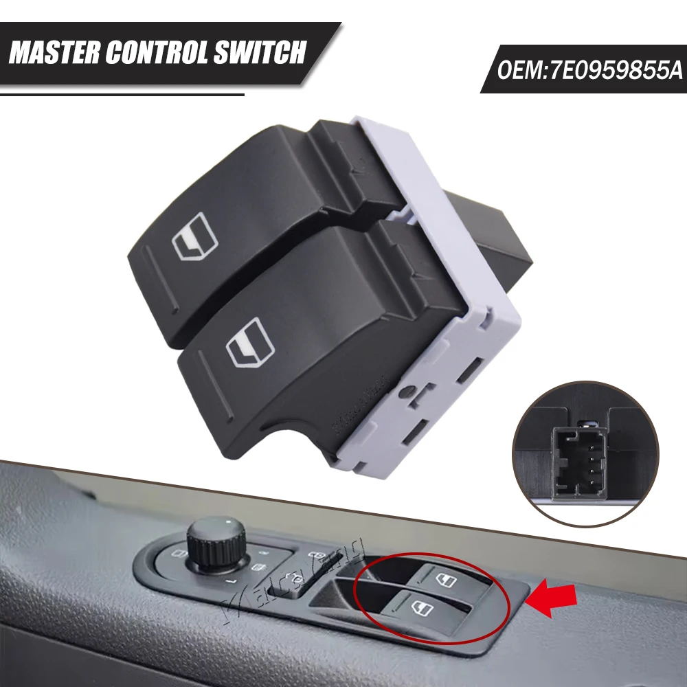 

1 шт., кнопка главного управления электрическим стеклоподъемником для VW Transporter T5 T6 Caravelle Multivan 7E 0959855 A