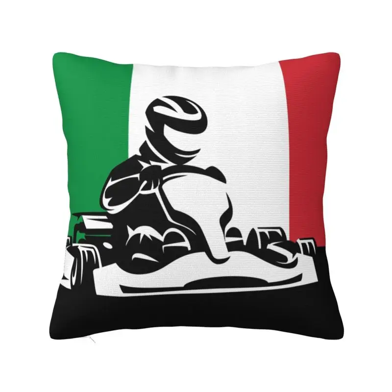 Fodera per cuscino di lusso con bandiera personalizzata dell'Italia, copricuscino da corsa Go Kart italiano per divano