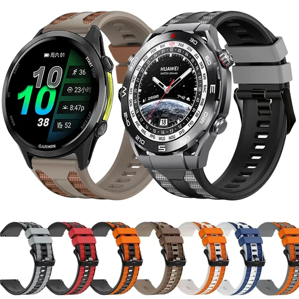 22mm Silikonarmband für Garmin Forerunner 970 570 47mm 965 955 255/Venu 4 3 Atmungsaktives Armband für Huawei Watch Ultimate 2