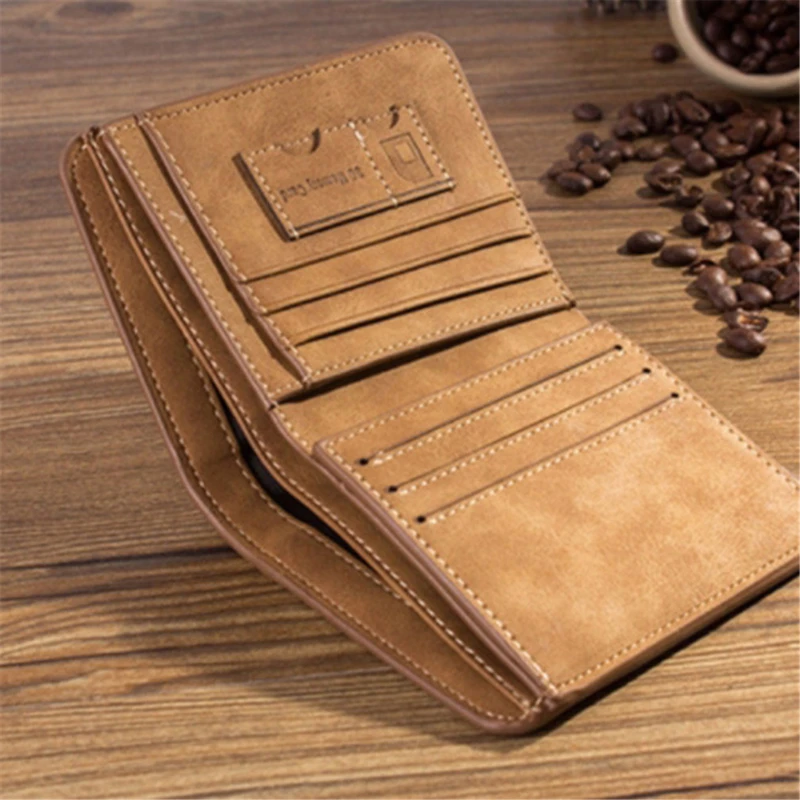 New Men's Wallet Short Frosted Leather Wallet Retro Three Fold Vertical Wallet Youth Korean Multi-card Wallet 2024 Men Fashion