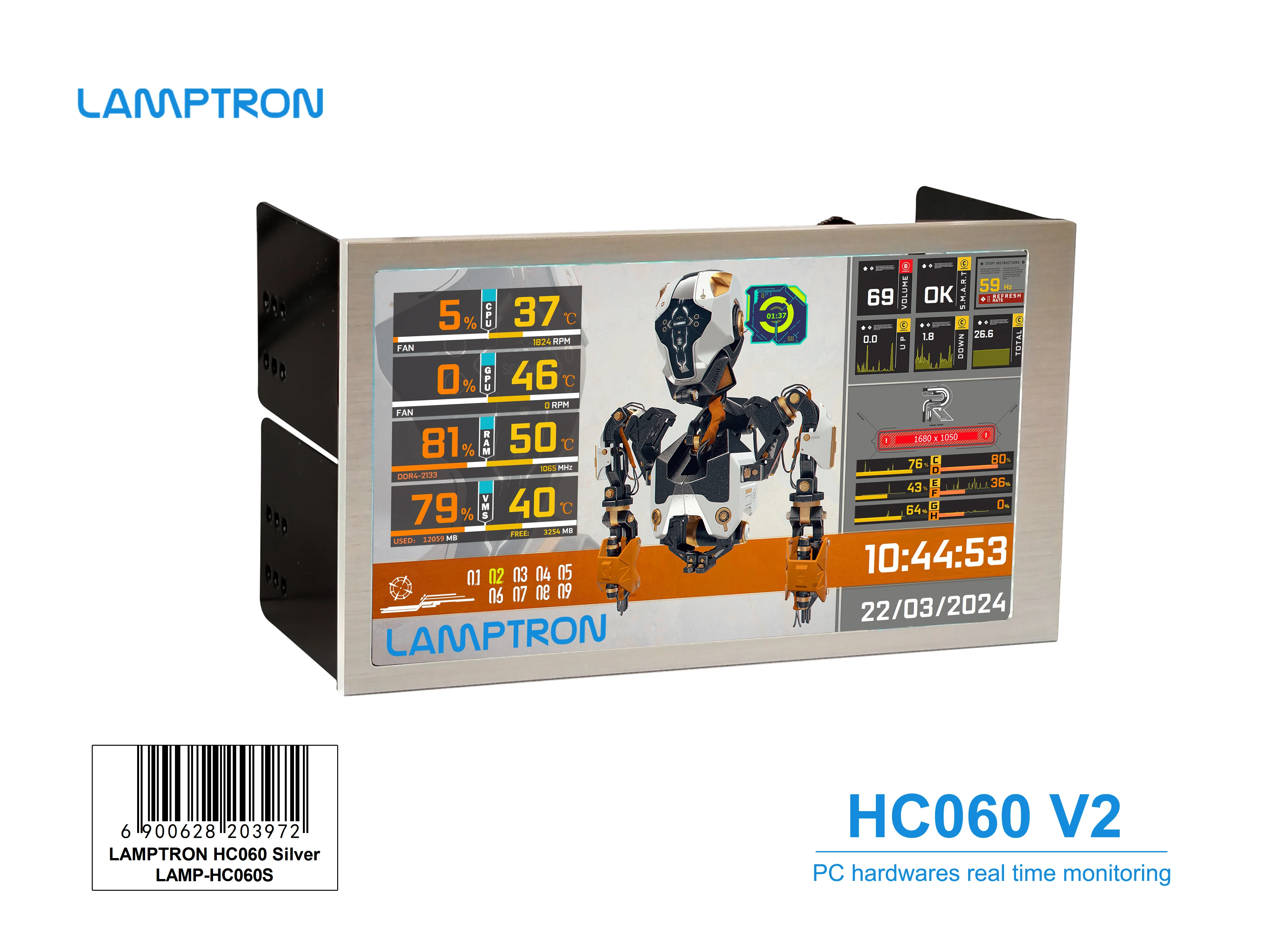 

Lamptron HC060 Silver-6 Hardwares Real-Time Monitoring PC Hardware Monitoring Tool