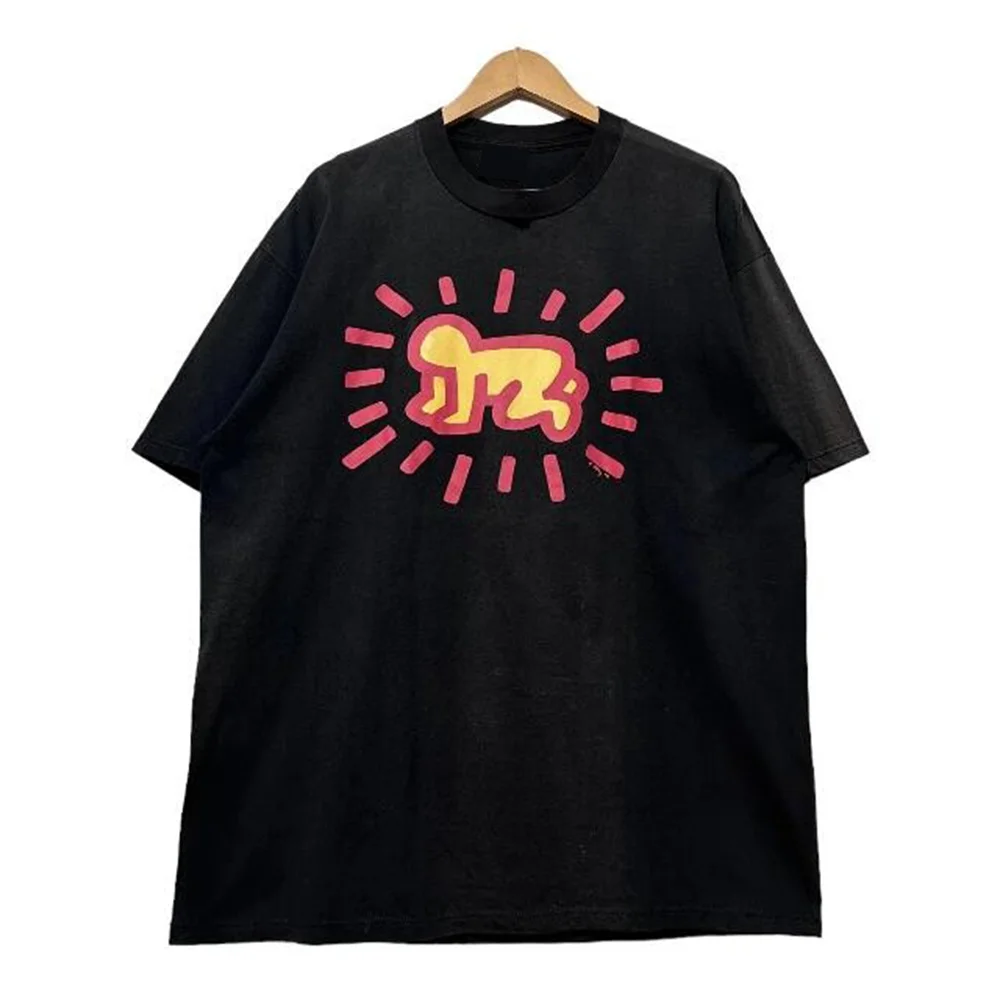 

Summer Retro Art Pattern Short-sleeved Summer Men's And Women's Cotton Breathable Loose Round-Neck Surf T-shirt Beach Wear