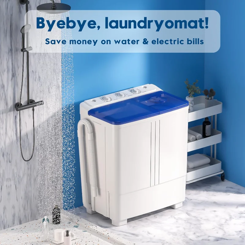 Auertech Portable Washing Machine, 20lbs Twin Tub Washer with Drain Pump, Semi-automatic 12lbs Washer 8lbs Spinner Combo