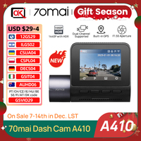 New 70mai Dash Cam A410 True 2.5K HDR  Dual-Channel G-Sensor Colision Detection F1.55 Aperture Super Night Vision GPS Car DVR