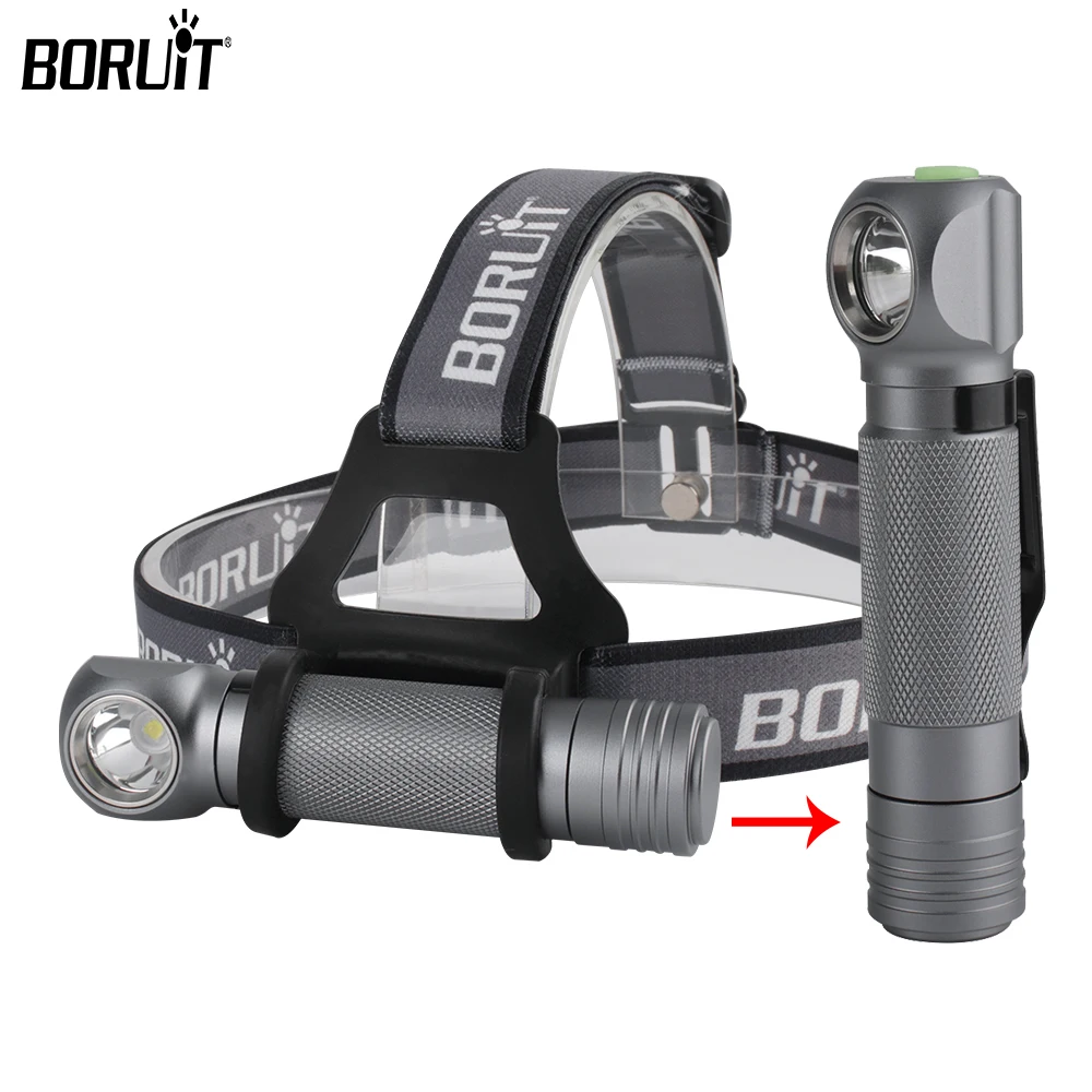 BORUiT LED Headlamp Super Bright 18000LM 18650 Battery Headlight Waterproof Work Light Fishing Torch Mini Flashlight For Camping