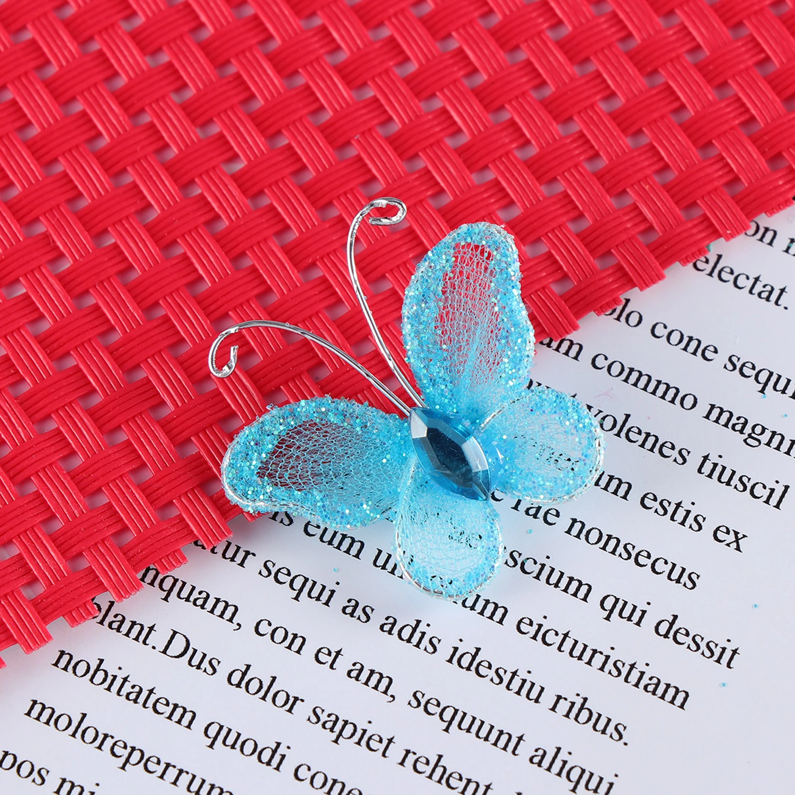 

50 Pcs Mesh Butterfly Decoration Blue Color 3x3 Cm Wired Glittering Decorative Wedding Favors Scrapbooking Accessories