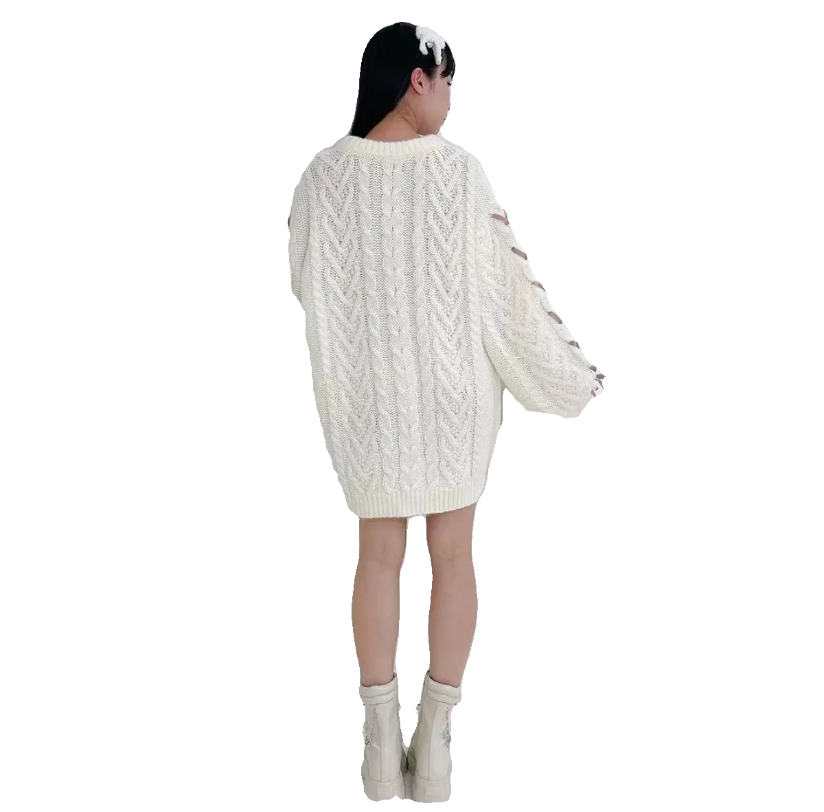 Autumn Winter 2023 Japanese Soft Glutinous Thick Kawaii Cat Knitted Dress Women Lolita Long Sleeve Oversized Mid-Length Sweater