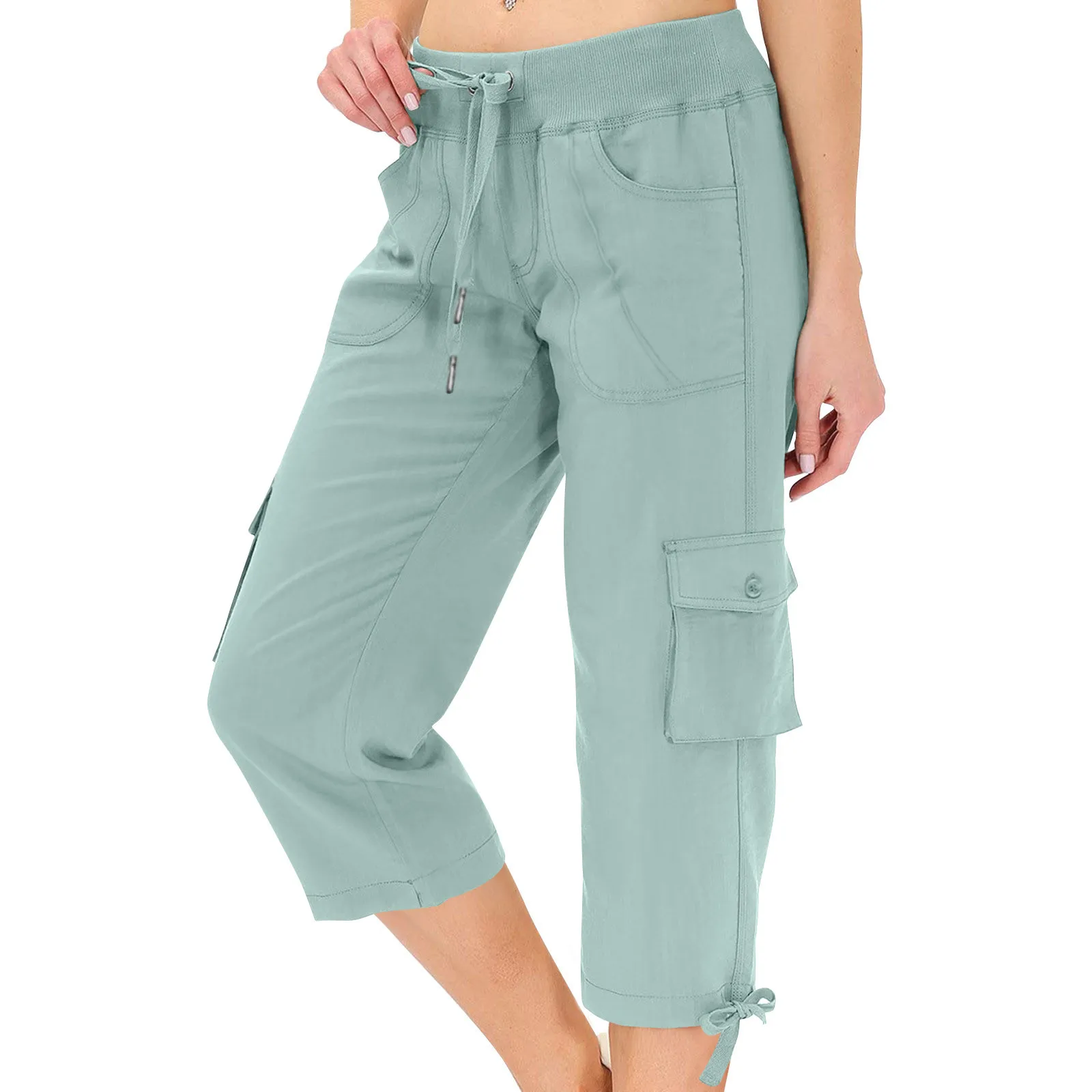 

Summer Capris Quick Dry Hiking Capri Shorts Womens Athletic Cargo Shorts 3/4 Below Knee Length Outdoor Riding Nylon Shorts