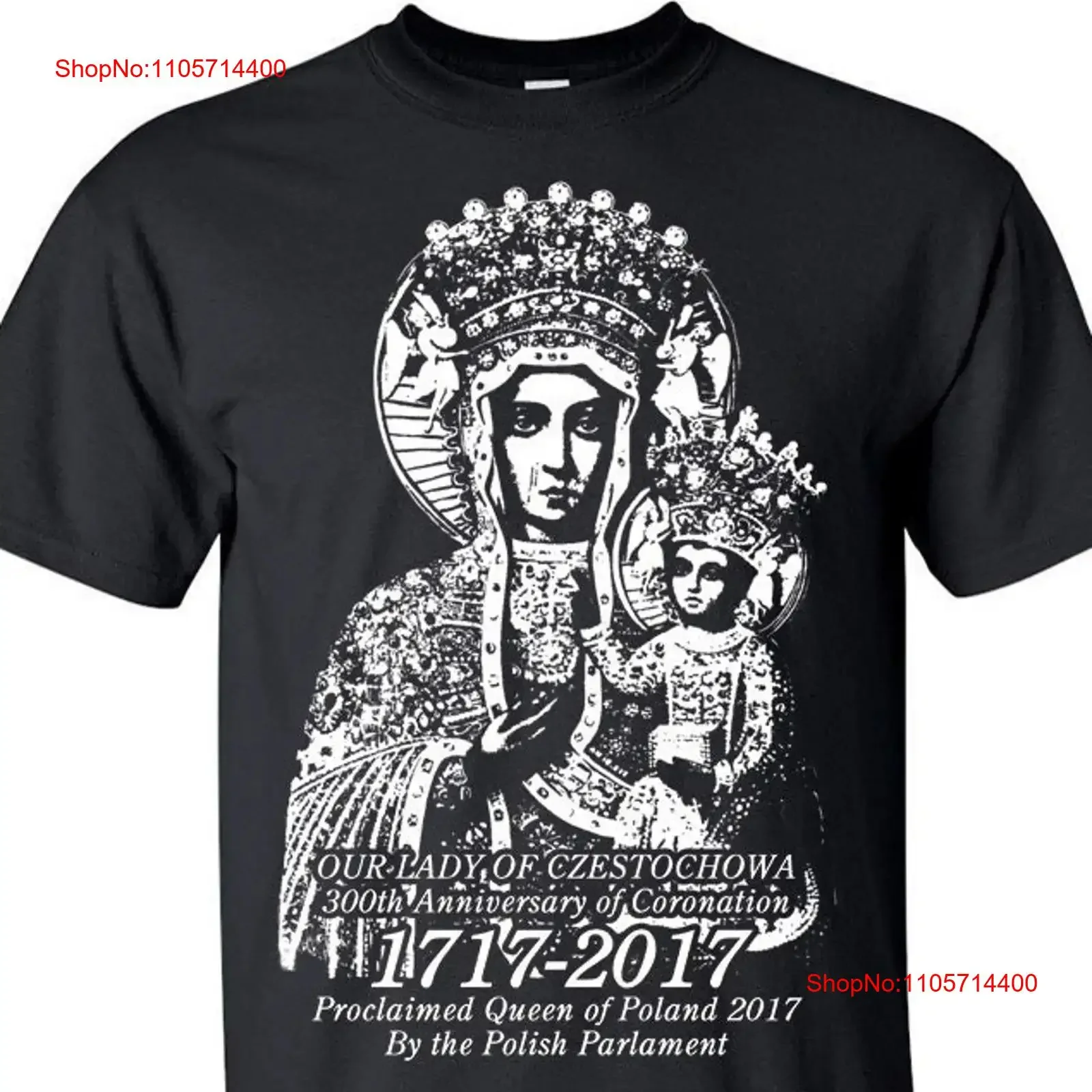 Our Lady of Czestochowa Black Madonna Poland Queen 1717 2017 V1 DTG PRINT Men T Shirt S M L XL 2XL 3XL 4XL 5XL vintage Washed