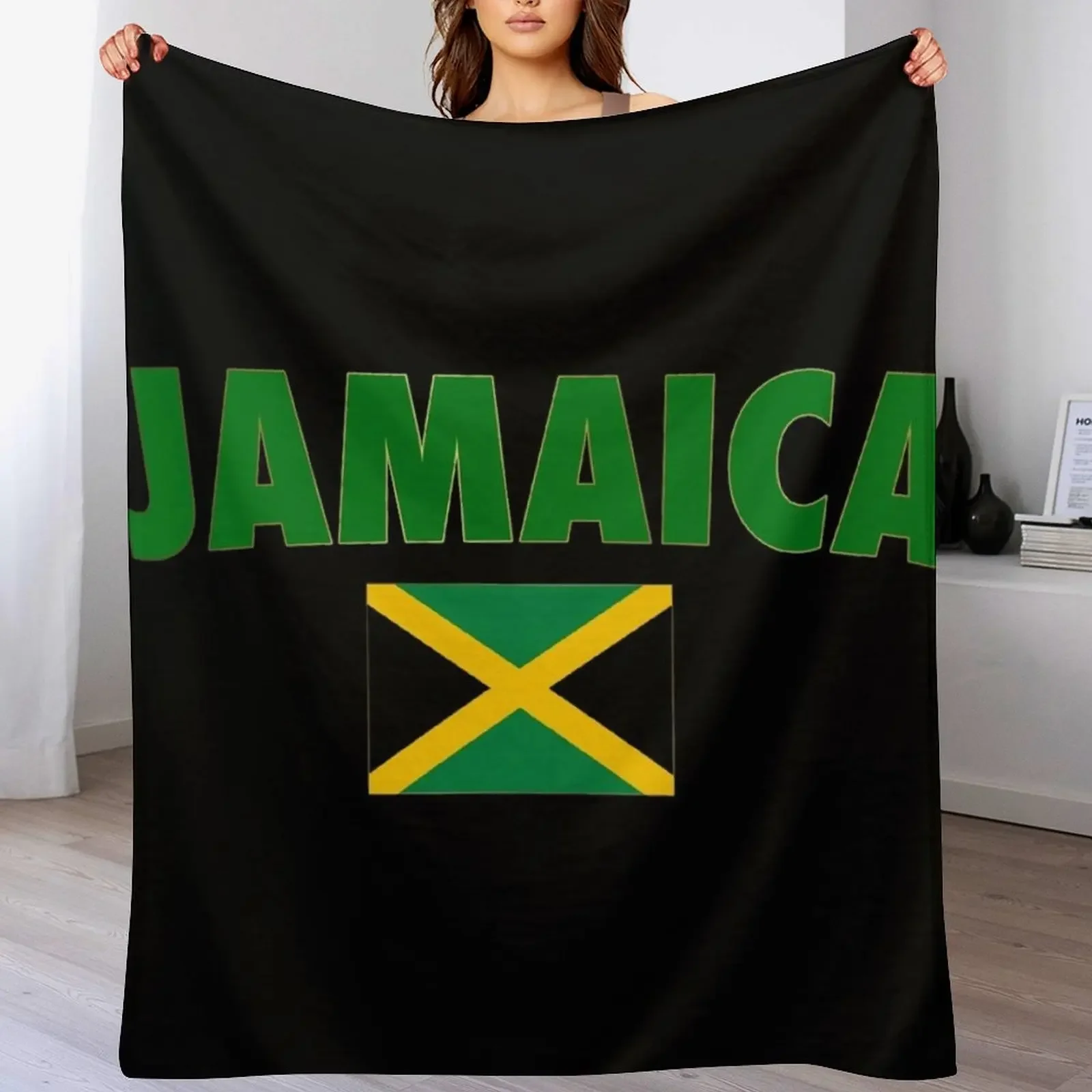 

Jamaica with Jamaican Flag Throw Blanket blankets ands Heavy Hairy Flannel Fabric Blankets