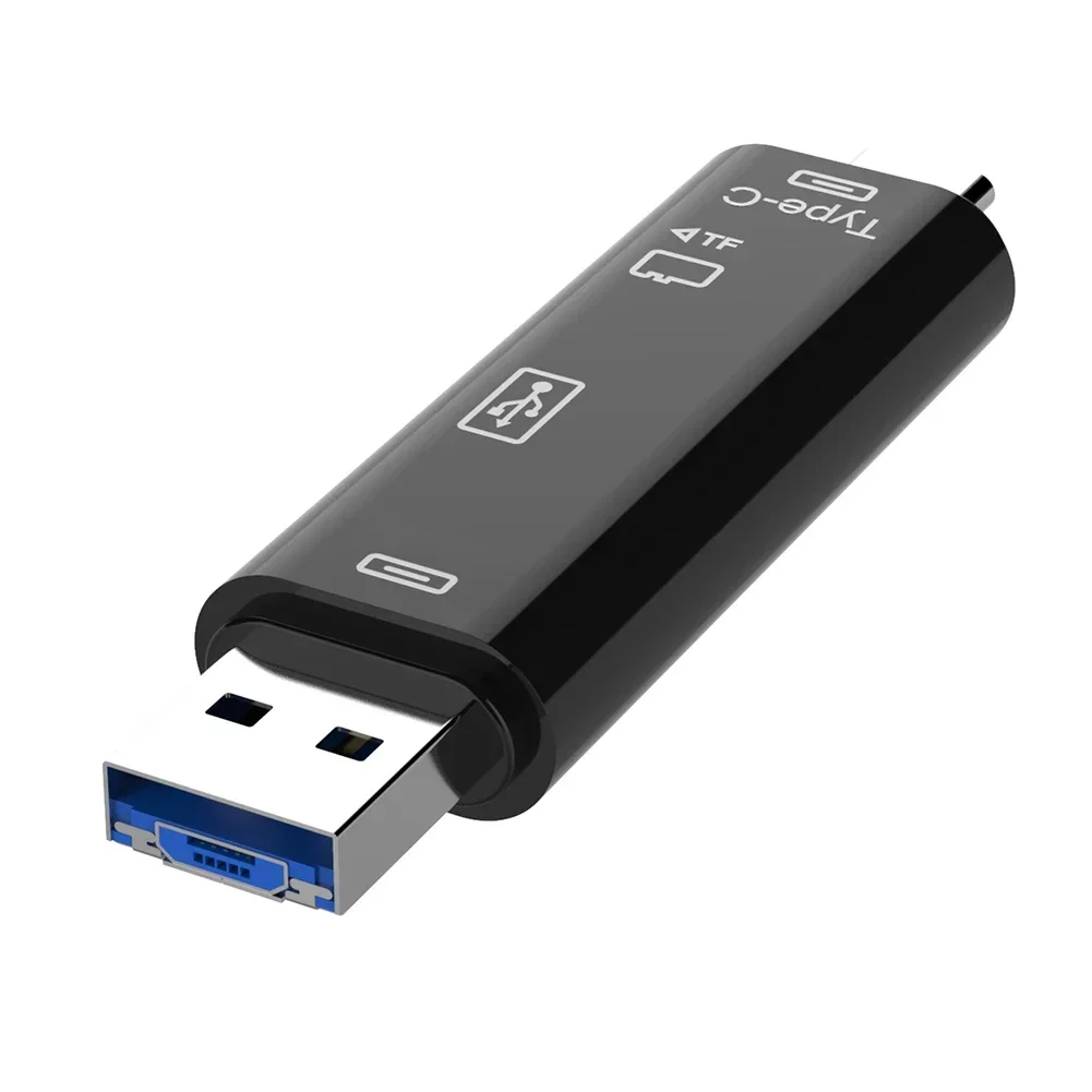 Lettore di schede OTG 5 in 1 Adattatore per lettore di schede di memoria Micro USB TF multi-in-one Adattatore OTG USB tipo C per telefono cellulare