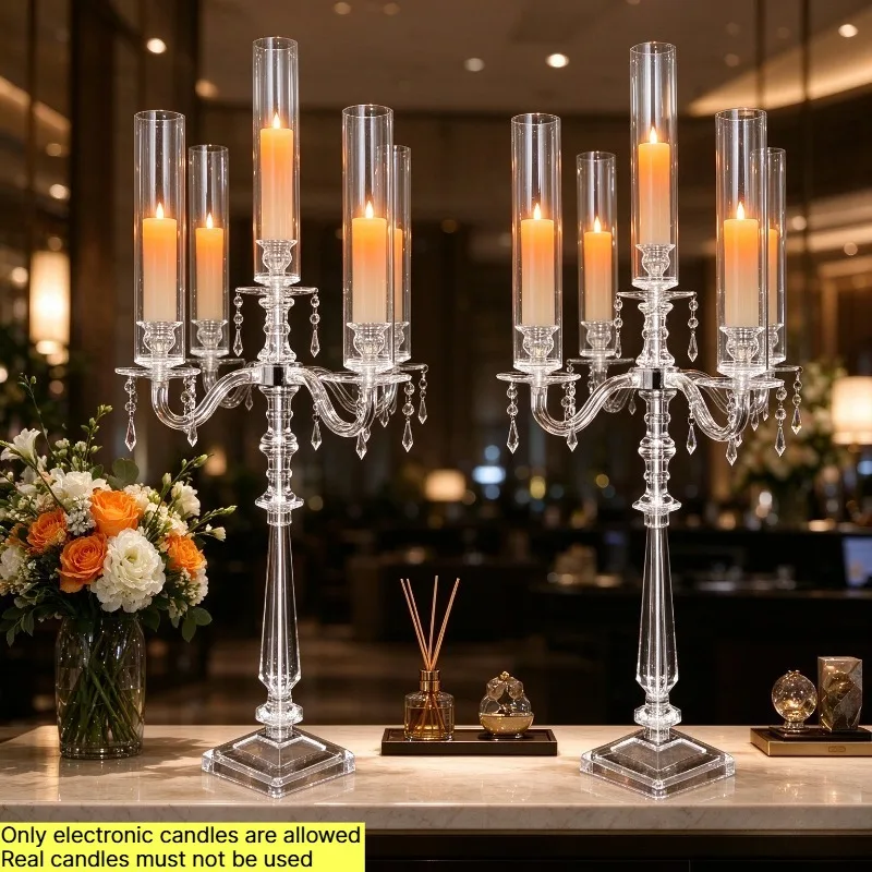 Acrylic Candle Holder Transparent Dining Table Candle Holders Creative Wedding Decoration Candlesticks Home Decor Party Supplies