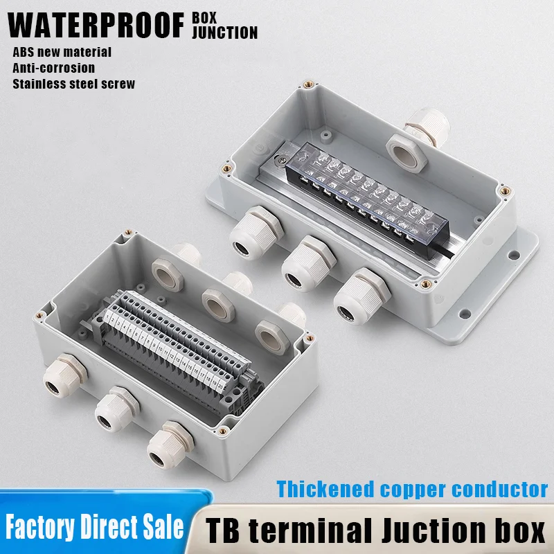 

IP67 Outdoor Plastic Distribution Enclosure Case Waterproof Terminal Junction Box Home Monitor Electric Cable Branch Box