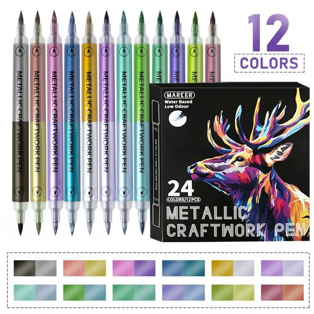 

24 Colors Dual-ended Markers Quick Dry Temporary Dual Tip Markers Drawing Marker Dual Color Acrylic Paint Markers Rock Painting