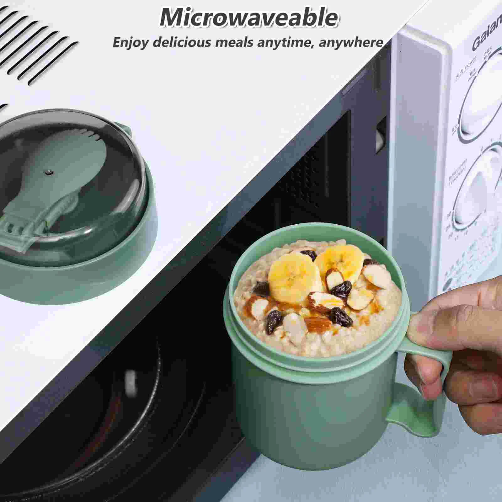 Cereal Cup Breakfast Soup Container Microwavable Mug with Lid Microwave Safe Oats Micro-wave Oven Soap Pp Child