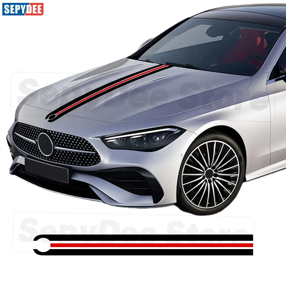 

Car Hood Bonnet Stripe Stickers Vinyl Decal For Mercedes Benz W204 W205 W176 W177 C43 C63 AMG Car Accessories