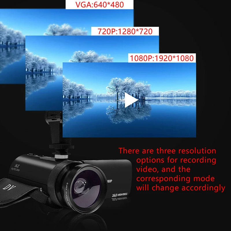 1080P HD Professional Digital Video Camera With Mic 16 Million