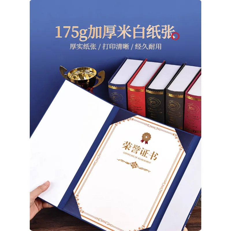 A4 Imitation Leather Certificate Folder with Embossed Panel Custom Inner Page for Awards Appointment Letters School Ceremony