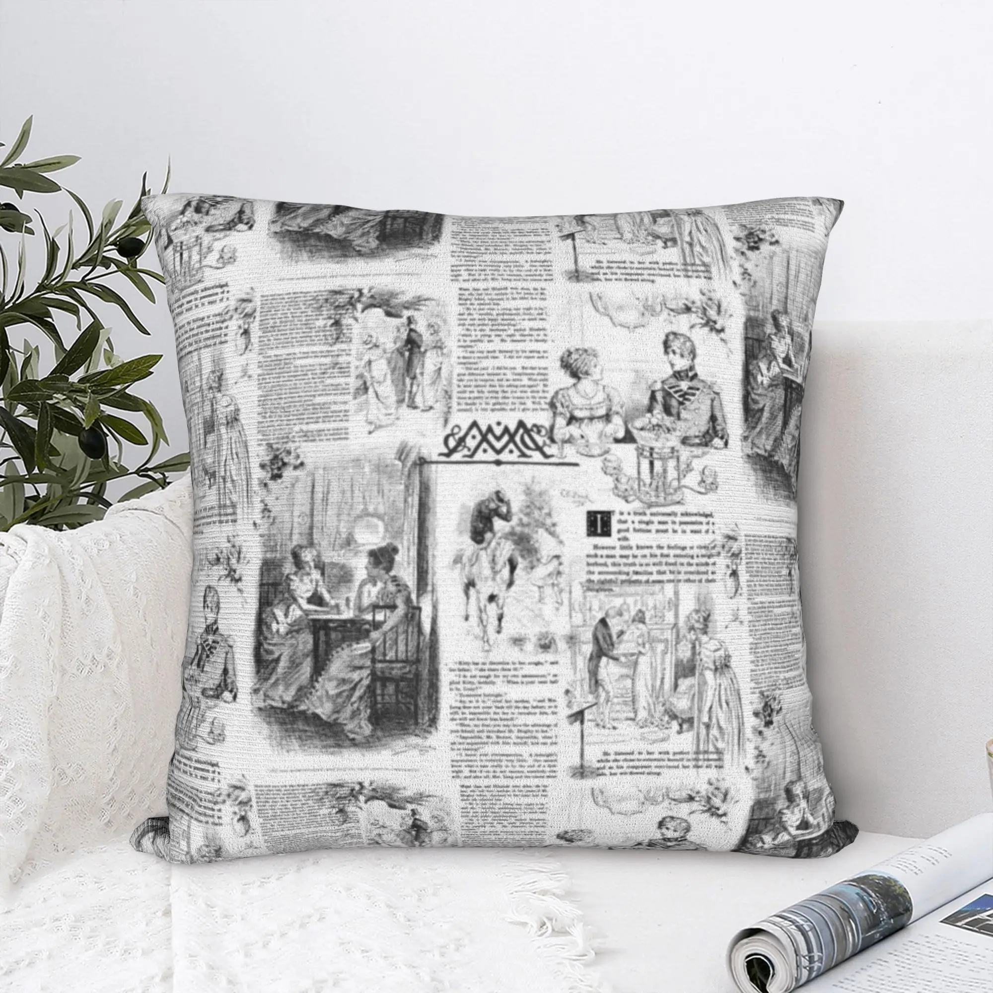 الكبرياء والتحامل جين أوستن المخدة غطاء وسادة من القماش الناعم ديكور خمر صفحة الكتاب كيس وسادة غطاء المنزل دروبشيبينغ