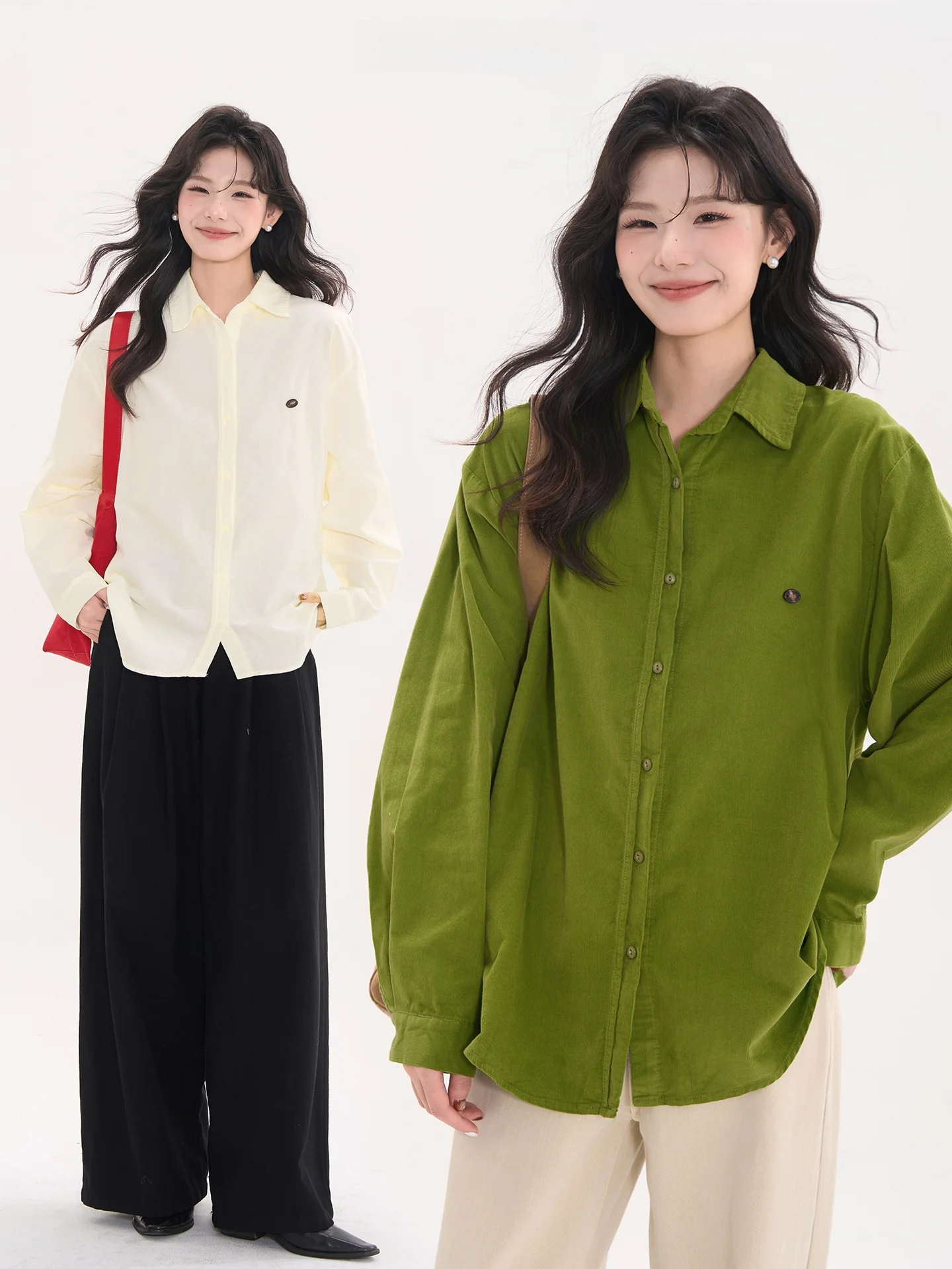 

Романтическая поэтичная корейская женская вельветовая рубашка в повседневном стиле для работы, с небольшим принтом «Цветочное поле», коллекция Осень 2025, хлопок