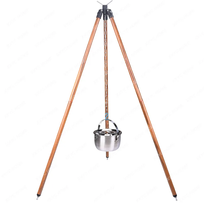 Outdoor Picnic Campfire Rack Portable Camping Hanging Pot Bracket Lamp Holder Tripod Hanger with Campfire Rack Camping Supplies