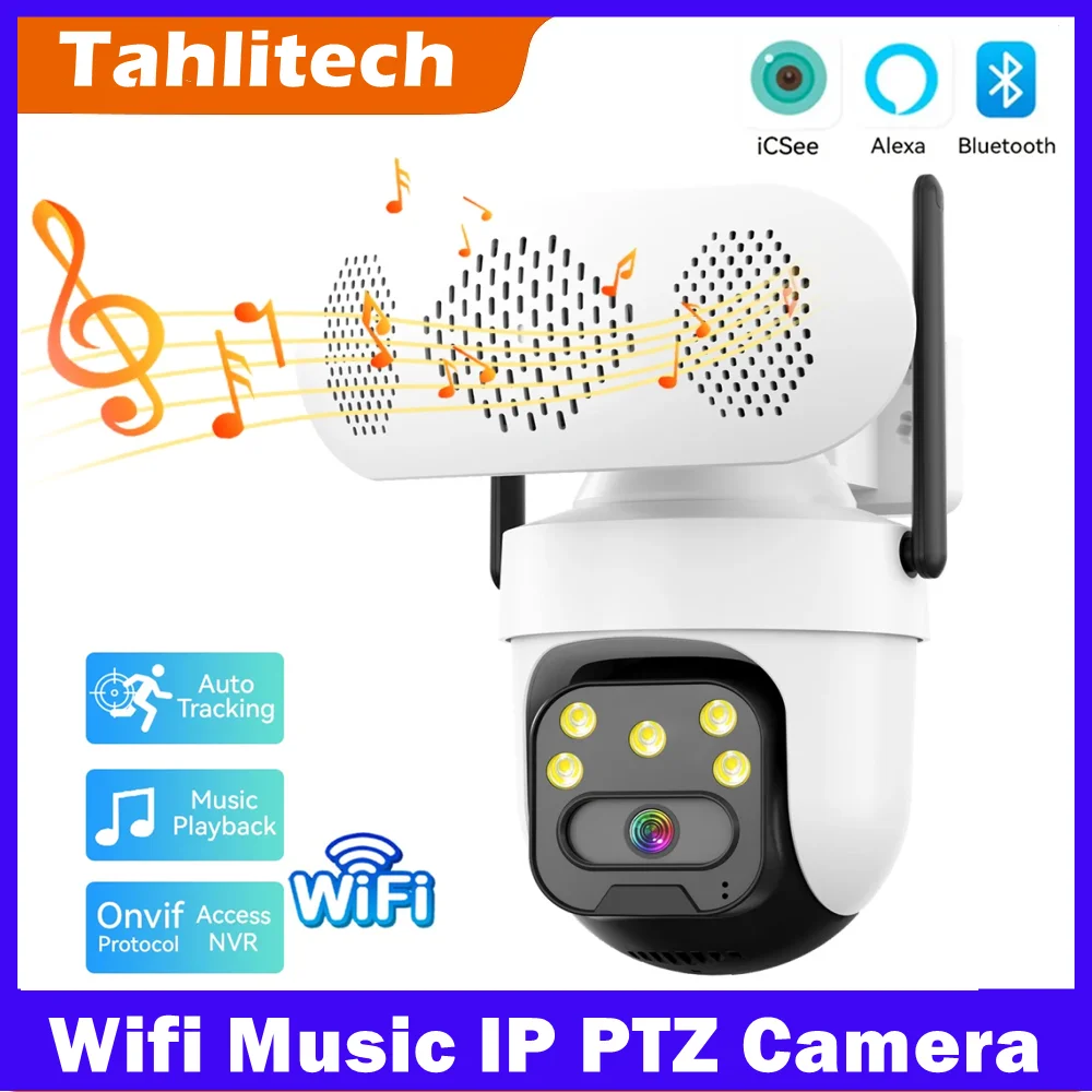 

5MP HD Loudspeaker Outdoor Security PTZ IP Camera Smart Human Auto Tracking Two-Way Audio IP66 Waterproof CCTV ICSee APP Camera