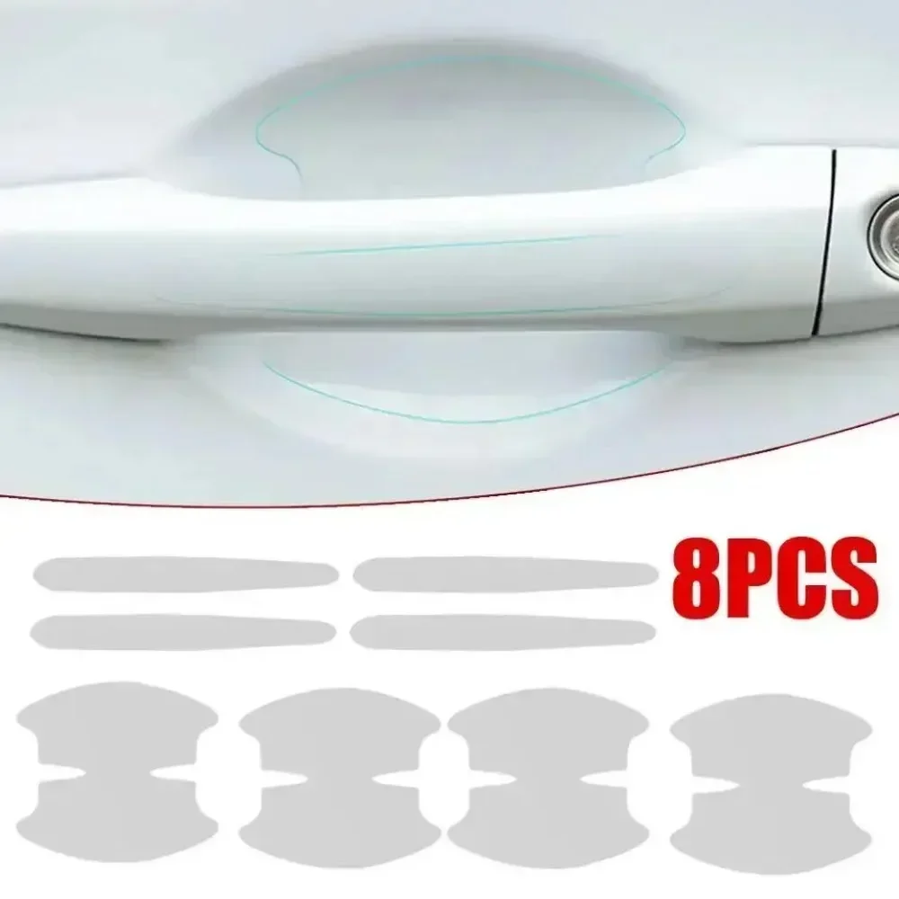 8Pcs TPU Car Door Bowl Protection Sticker, Anti Scratch Clear Film for Handle and Paint Surface, Car Accessories Decal
