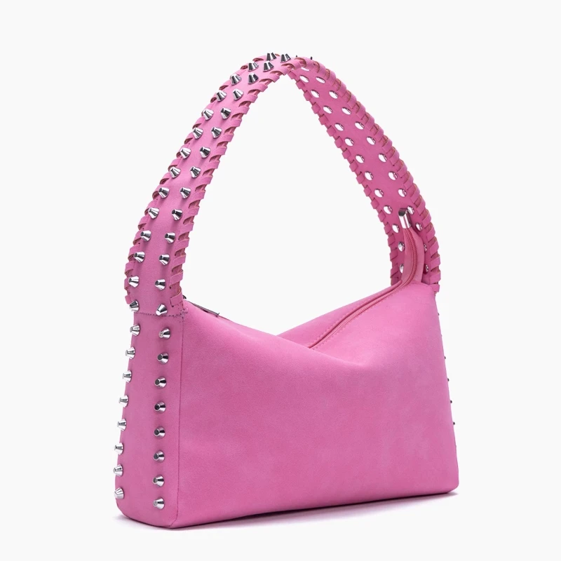 

Original Design Handbag Woman 2025 New In High Quality Suede Rivet Shoulder Bag Moto Styling Exquisite Fashion Chic Female Bags