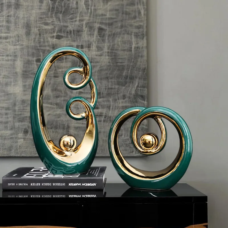 Creative Home Decoration Abstract Modern Cabinet Desktop Ornament Ceramic Statue Art Crafts Gift Living Room Office Decor