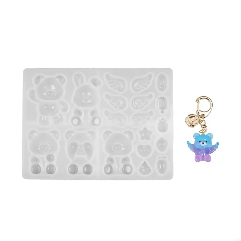 

Silicone Pendant Mold Unique Resin Bear Rabbit Keychains Moulds Silicone Texture Suitable for Crafting Enthusiasts